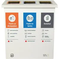 KarTent Kartonnen eco bin drie vakken - GFT - Plastic/drinkpakken - Papier/Karton - Afvalscheiden -