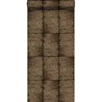 Midbec tapeter behang zinken platen vergrijsd bruin - 53 cm x 10.05 m - 138881