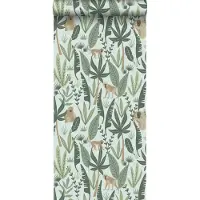 Midbec tapeter behang jungle apen mintgroen en donkergroen - 53 cm x 10.05 m - 139073