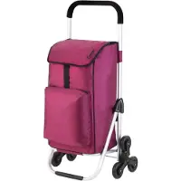 Shoppingcruiser ?Stair Climber? Boodschappentrolley 49+4 Ltr Handige Trappenloper Boodschappenwagen Roze