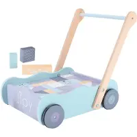 Jipy Houten Blokkenkar Met Blokken Paars/Blauw
