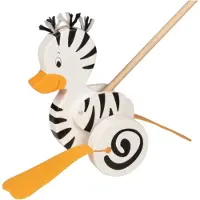 Goki houten schuifdiertje: zebra-eend - kleurrijk speelgoeddiertje