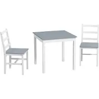 HOMCOM -Essgruppe-Kiefernholz-75L x 75B x 73H cm-Grau