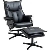 Aosom -Relaxsessel mit Hocker-Kunstleder, Stahl-75L x 84B x 101H cm-Schwarz