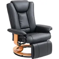 HOMCOM Relaxfauteuil, draaibaar, tv-stoel met ligfunctie, voetsteun, zwart