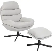 HOMCOM Accent Chair with Ottoman-Polyester, Staal-78L x 93B x 100H cm-Crèmewit