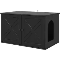 vidaXL Kattenhuis Zwart 85 x 55 x 50,5 cm Bewerkt hout