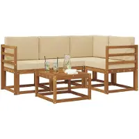 vidaXL Buiten bank set 5 st Natuurlijk en Beige