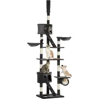 PawHut Katzenkratzbaum 240-260 cm Deckenhoch Kratzbaum groß Kletterbaum Katze Kratzbaum für große Katzen mit Sisalseil Dunkelgrau