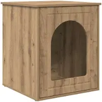 vidaXL Kattenhuis Ambachtelijk Eiken 53 x 52 x 62 cm Bewerkt hout