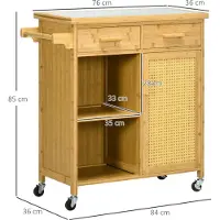 Aosom Keukenwagen, serveerwagen met lade, kast, plateaus en handdoekhouder