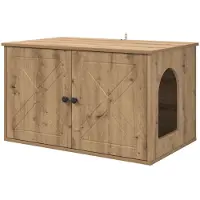 vidaXL Kattenhuis Artisanaal eiken 85 x 55 x 50,5 cm Bewerkt hout