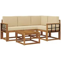 vidaXL Buiten bank set 5 st Natuurlijk en Beige