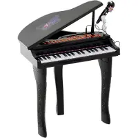 HOMCOM -Kids Electronic Keyboard-Bois-48x39x69cm-Noir