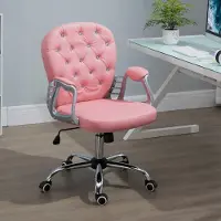 MODFU Bureaustoel - Ergonomisch En In Hoogte Verstelbaar - Met Zachte Vulling - Kunstleer - Roze - 59,5 x 60,5 x 93-103 Cm