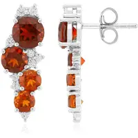 Cavill - Zilveren Oorbellen - 925 Sterling Zilver Gerhodineerd - Madeira Citrien Edelstenen 2 91 ct - Rond Slijpsel - Elegante Oranje Glans