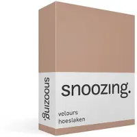 Snoozing velours hoeslaken - 160/180x200/220 cm - Lits-jumeaux - Mokka