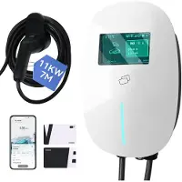 Puluomis - Wallbox EV Charger 11 kW - Smartcharge laadpaal met app - 7 meter kabel - Type 2 - 3-fase - 6–16A instelbaar - Wit