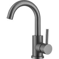 LOMAZOO Wastafelkraan Gun Metal Zwart - Gunmetal Badkamerkraan - Badkamer Kraan Antraciet Grijs [CHLOE]