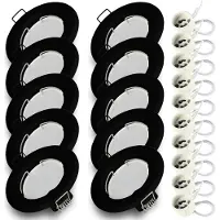 RADAM Kwazar Luminaire - Inbouwspot GU10 - LED-spot, plafondspot, inbouwspot - Inbouwframe rond met lamp GU10 7W neutraal wit 4000K - voor woonkamer, keuken, hal - RIK15 - Set X10 Zwart