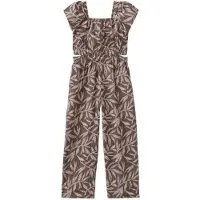 Mango jumpsuit bruin Meisjes Katoen Vierkante hals All over print - maat 140