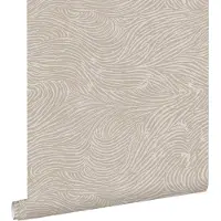 ESTAhome behang 3d golvende lijnen taupe - 53 cm x 10.05 m - 139661