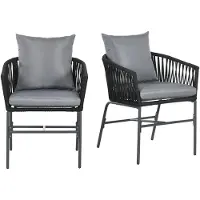 Sweiko Tuinstoel - Set van 2 - Met kussens - Metalen frame - Zwart + grijs