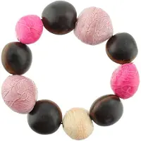 Behave - roze bruine kralenarmband - organisch - herfst of casual look