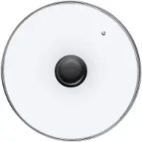 Kadax glazen deksel met siliconen handgreep, hittebestendig deksel voor potten, deksel met stoomgat, universeel deksel in verschillende maten, rond (28 cm, zwart)