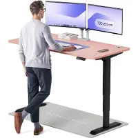 Desktronic HomePro Zit-sta Bureau Elektrisch In Hoogte Verstelbaar, 160x80 cm Zwart/Roze, Stille Dubbele Motor, Hoogte 62-126cm
