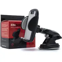 Einparts Auto Telefoonhouder voor Dashboard en Voorruit met Telescopisch Uitschuifbare Arm Zwart