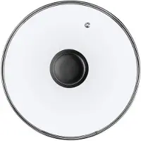 Kadax Glazen Deksel Met Siliconen Handvat, Hittebestendig Voor Pan, Diameter 14-30 cm, Met Stoomgat, Universeel in Verschillende Maten, Licht, Rond, 20 cm, Zwart