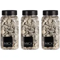 Mica Decorations decoratie stenen - 3x - 650ml - lichtgrijs mix - hobby steentjes - sier stenen