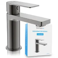 Bächlein Badarmatuur Edessa in modern design, eengreepsmengkraan met duurzame keramische cartridge en installatieset, badarmatuur in antraciet