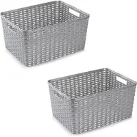 PlasticForte Opbergmand - 4x - Kastmand - rotan kunststof - zilver - 18 Liter - 29 x 39 x 20 cm