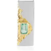 Cavill - Zilveren Hanger 925 Sterling Zilver - 0,564ct Paraiba Smaragd - Platina Geplateerd - Elegante Achthoek Bezel Zetting