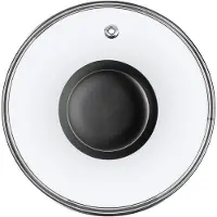 Kadax glazen deksel met siliconen handgreep, hittebestendig deksel voor potten, deksel met stoomgat, universeel deksel in verschillende maten, rond (18 cm, zwart)