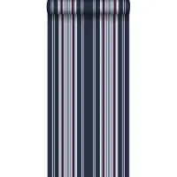 ESTAhome behang strepen marine blauw en rood - 53 cm x 10.05 m - 136419