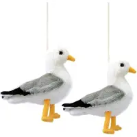 Creation pluche zeemeeuw knuffeldier - 2x - grijs/wit - met geluid - 30 cm