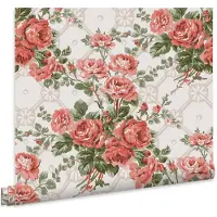 Laura Ashley Country Roses Behang - Bloemen - 10mx52cm - Roze