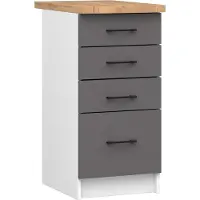 Akord Keukenkast modulaire OLIWIA S40 met Verkblad / Onderkast met 4 Lades / Furniture Factory / Wit - Grafietgrijs / 40 x 85 x 46 cm