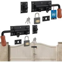 KOTARBAU Deurvergrendeling 280mm, links en rechts, set van 2 stuks, inclusief hangslot. Geschikt voor: deurslot, schuifslot, kastslot, vergrendeling