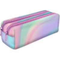 Ferocity Etui, pennenzak, school etui met 2 vakken, grappig 3D-motief, holo-regenboog [107]