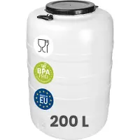 Garronda 200L Vat met wijde hals - Kuilvoer in vat – Bagagetrommel – Gistingsvat – Gistingscontainer – Voerton