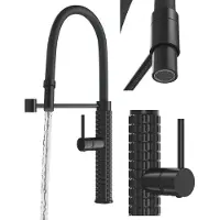 Granitan Zwarte Keukenmengkraan met Flexibele Uitloop - Modern Design