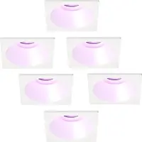 LEDVION – 6x Smart LED Inbouwspot Rond 81x81mm – Wit – Dimbaar – Kantelbaar – GU10 – RGB+CCT – 4.9W – IP20
