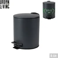Urban Living Pedaalemmer Toulon - antraciet - 5 liter - metaal - L21 x H26 cm - soft-close - toilet/badkamer