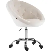 CLP London Werkkruk op wielen met rugleuning - verstelbaar - gestoffeerd - draaibaar 360° - metalen onderstel - velvet - fluweel - creme