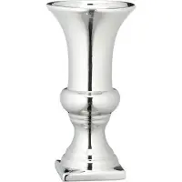 Cepewa Kelk bloemenvaas keramiek - 30 x 16 cm - Zilver - Vazen/vaas - Boeketvazen - Kelkvazen