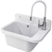 Granitan Gootsteen Paron voor Garage Wasruimte Stookruimte - met Sifon - 50x34x31cm - Wit